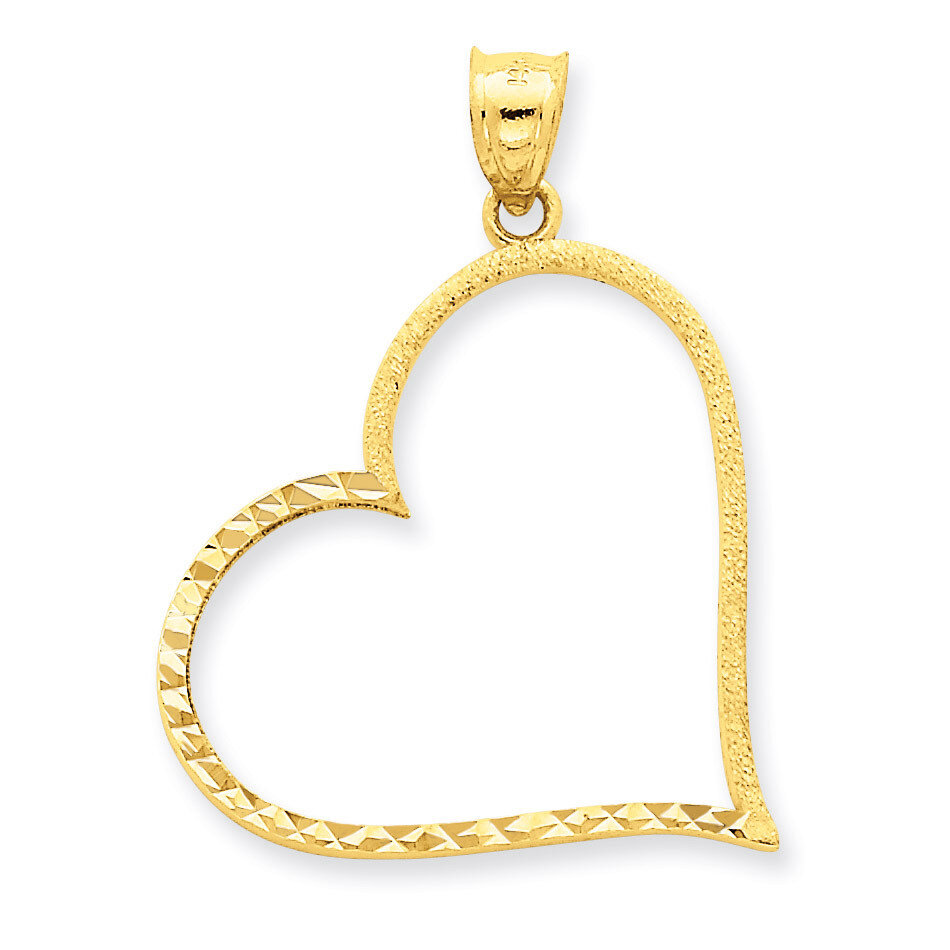 Diamond-cut Large Reversible Heart Pendant 14k Gold Solid Satin D1055, MPN: D1055, 752908156470