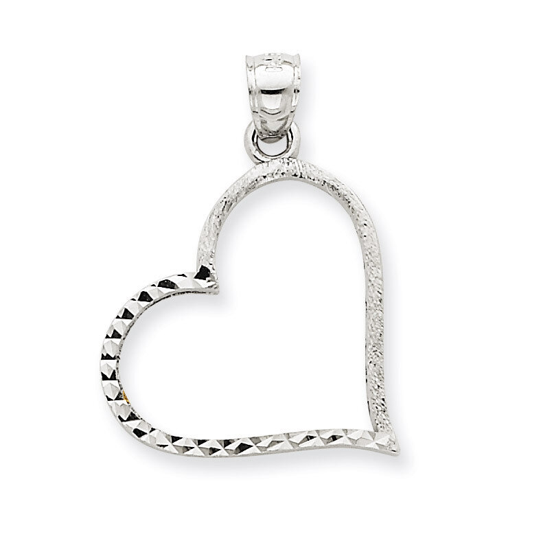 Diamond-cut Small Reversible Heart Pendant 14k White Gold Solid Satin D1056, MPN: D1056, 7529081708…