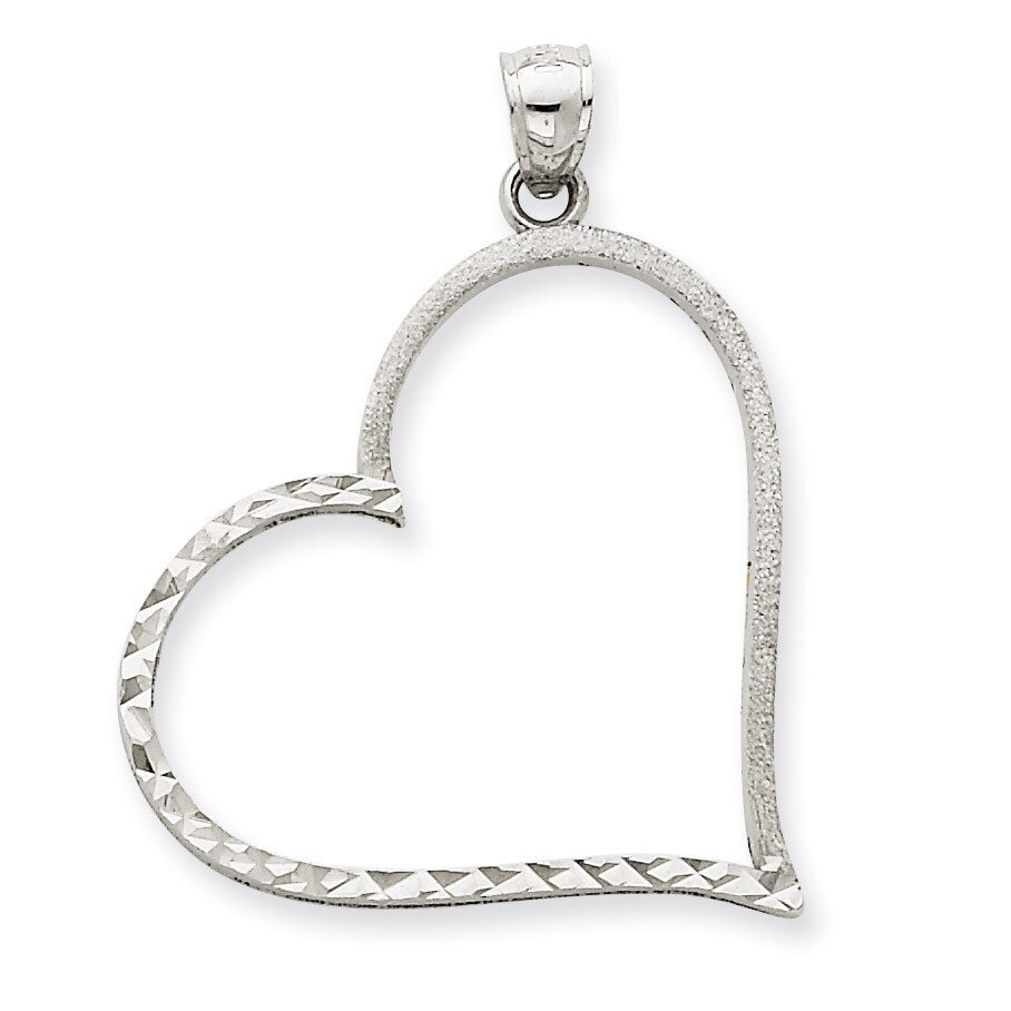 Solid Diamond-cut Large Reversible Heart Pendant 14k White Gold D1057, MPN: D1057, 752908996847