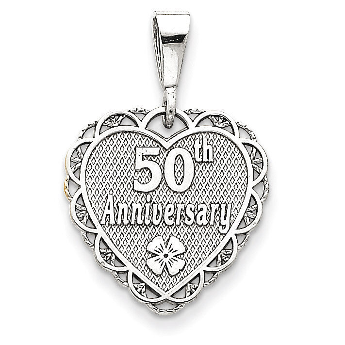 Polished Faceted Reversible 50th Anniversary Pendant 14k White Gold D1080