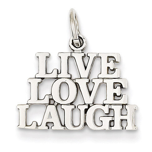 Polished Live Love Laugh Charm 14k White Gold D1092