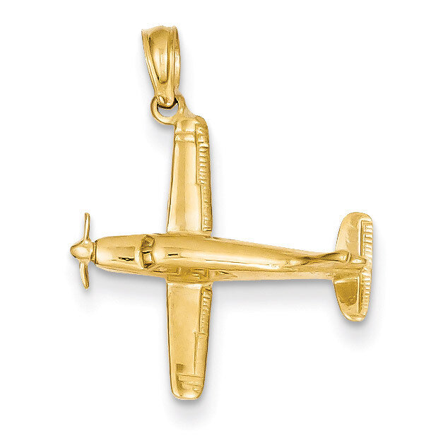 3-D Low-Wing Airplane Pendant 14k Gold D1225