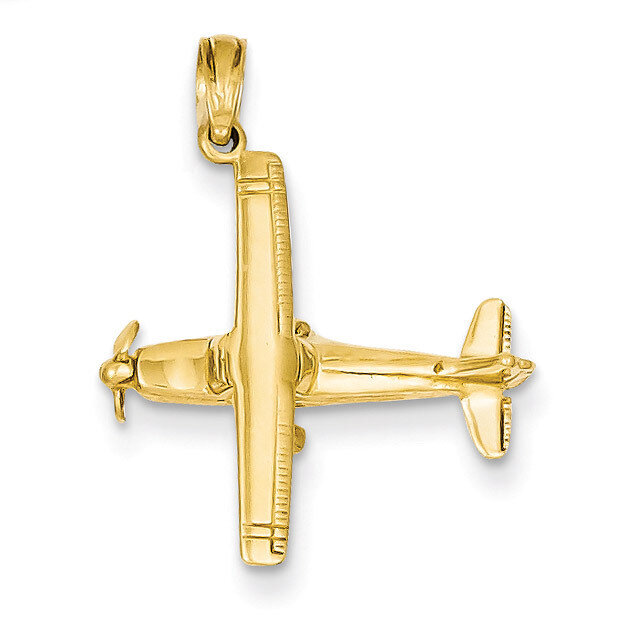 3-D High-Wing Airplane Pendant 14k Gold D1226