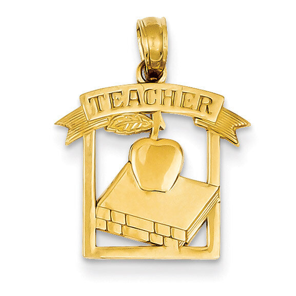Flat-Backed Teacher Frame Pendant 14k Gold Polished D1246