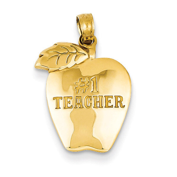 #1 Teacher Apple Pendant 14k Gold D1247