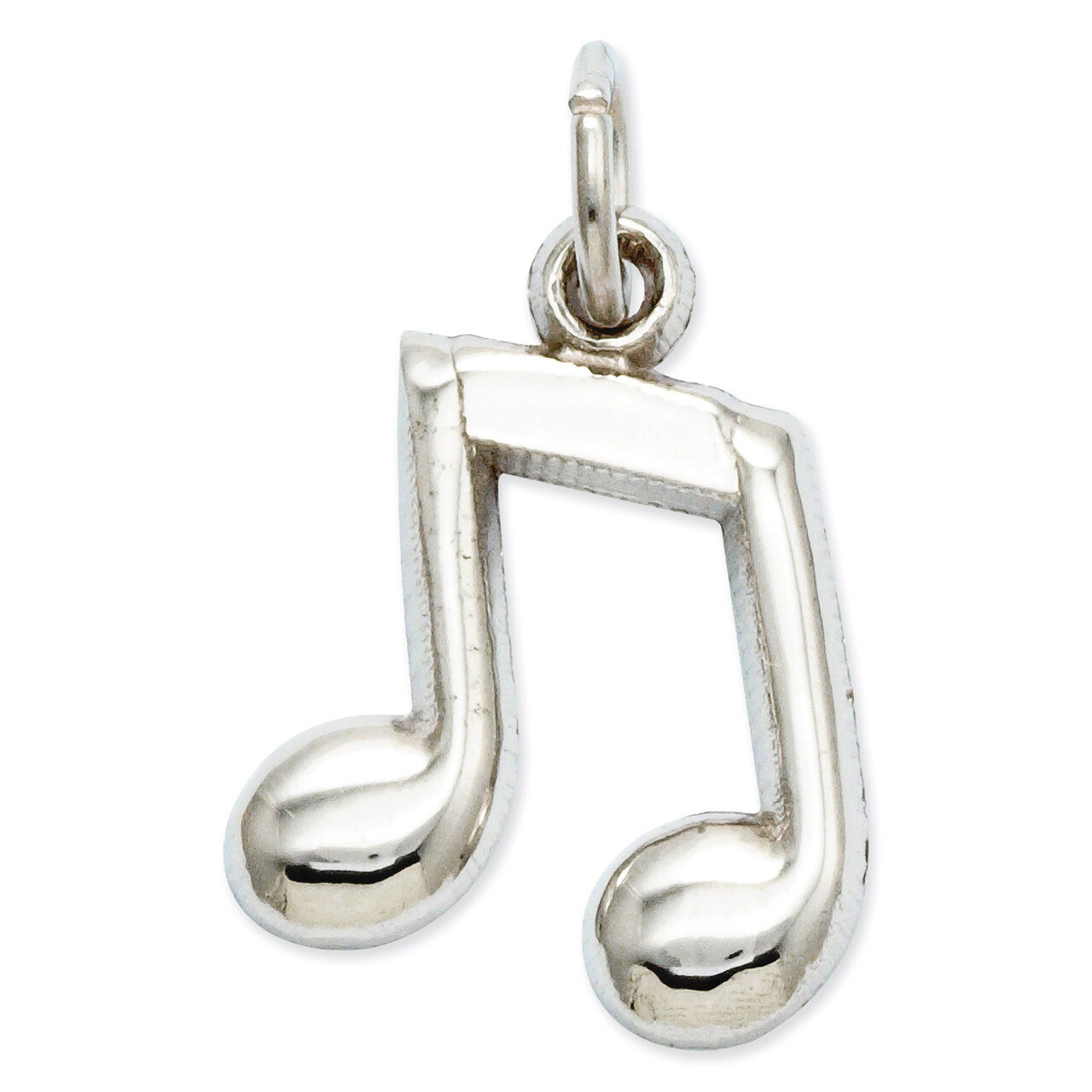 Polished Musical Note Charm 14k White Gold D1255