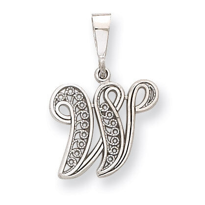 Filigree Initial W Pendant 14k White Gold Solid Polished D1281W