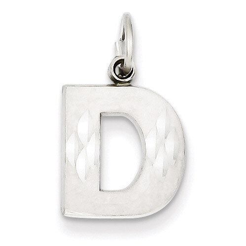 Satin Solid Diamond-cut Initial D Charm 14k White Gold D1282D, MPN: D1282D, 883957862903