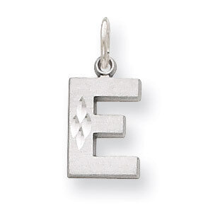 Diamond-cut Initial E Charm 14k White Gold Solid Satin D1282E, MPN: D1282E, 883957862910