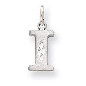 Diamond-cut Initial I Charm 14k White Gold Solid Satin D1282I, MPN: D1282I, 883957862958