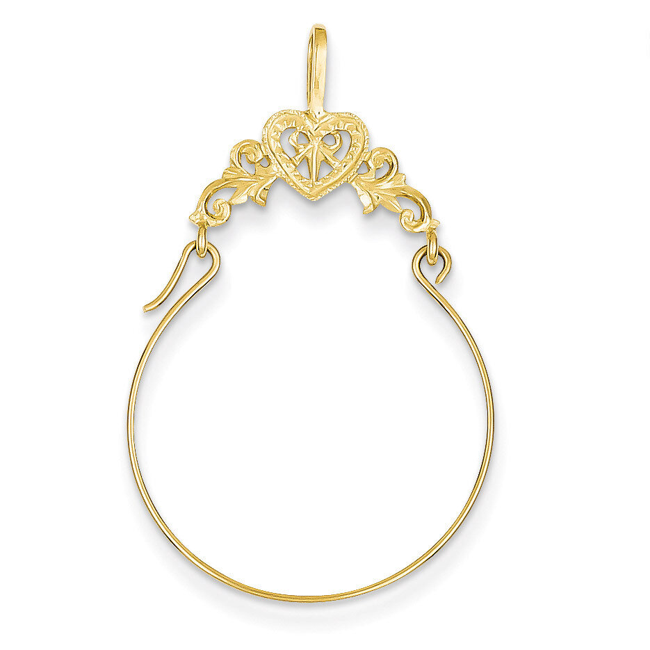 Filigree Heart Charm Holder 14k Gold Polished D1308, MPN: D1308, 637218002344
