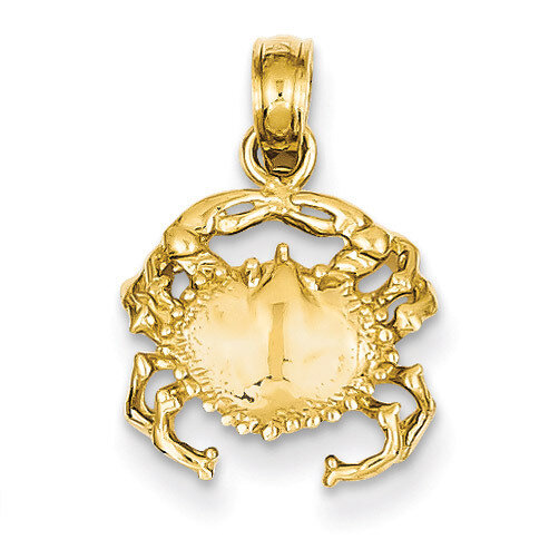 Open-Backed Crab Pendant 14k Gold Solid Polished D1385