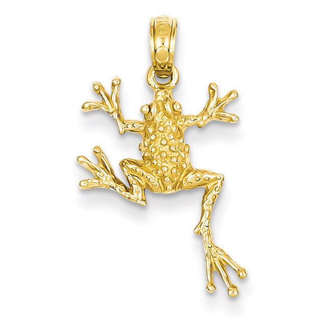 Open-Backed Frog Pendant 14k Gold Solid Polished D1412