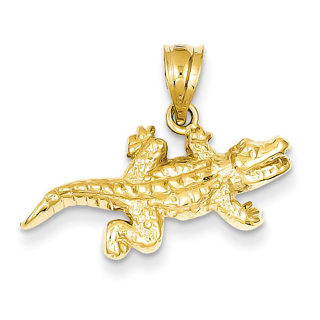 Open-Backed Crocodile Pendant 14k Gold Solid Polished D1416