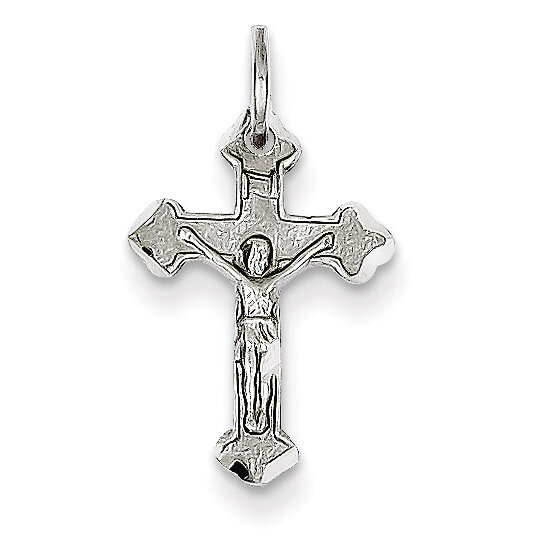 Diamond-cut Crucifix Charm 14k White Gold D1676