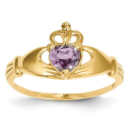 June Birthstone Claddagh Heart Ring 14k Gold Synthetic Diamond D1797