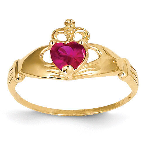 July Birthstone Claddagh Heart Ring 14k Gold Synthetic Diamond D1798