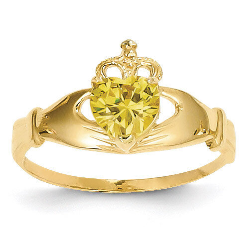 November Birthstone Claddagh Heart Ring 14k Gold Synthetic Diamond D1802