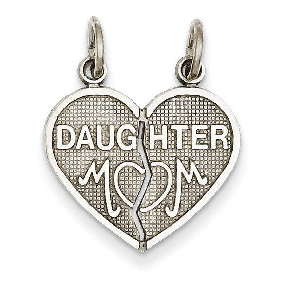 Daughter Mom 2 Piece Heart Charm 14k White Gold D1829