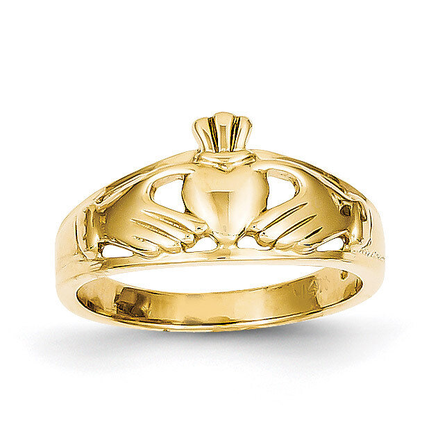 Ladies Claddagh Ring 14k Gold Polished D1857