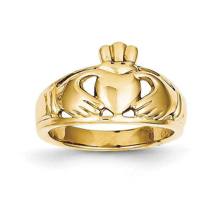 Ladies Claddagh Ring 14k Gold Polished D1858