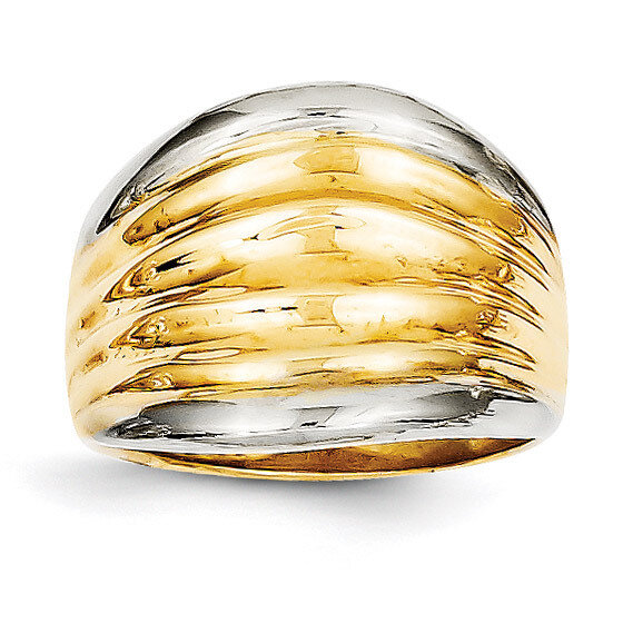 Fancy Dome Ring 14K Gold & Rhodium D1899