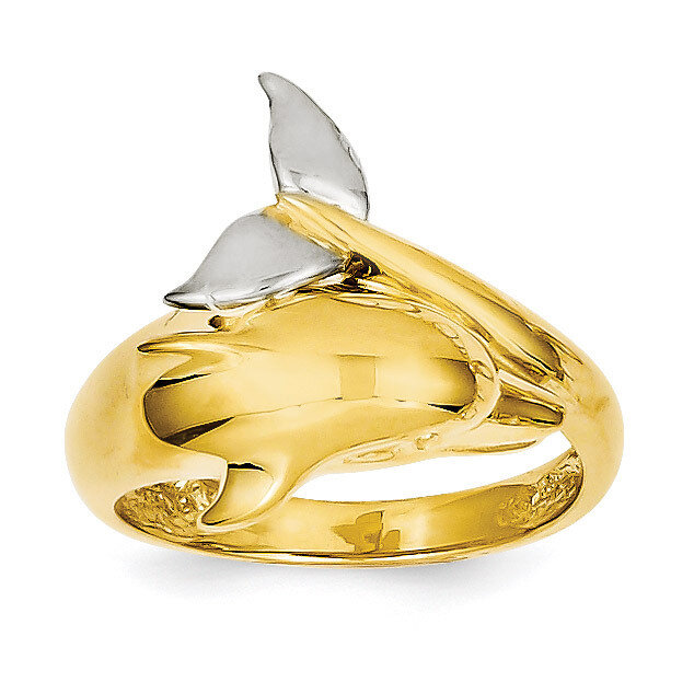 Polished Dolphin Ring 14k Two-Tone Gold D1924