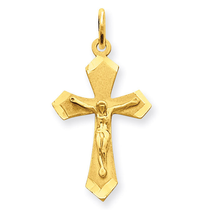 Satin & Diamond-cut Crucifix Charm 14k Gold D21
