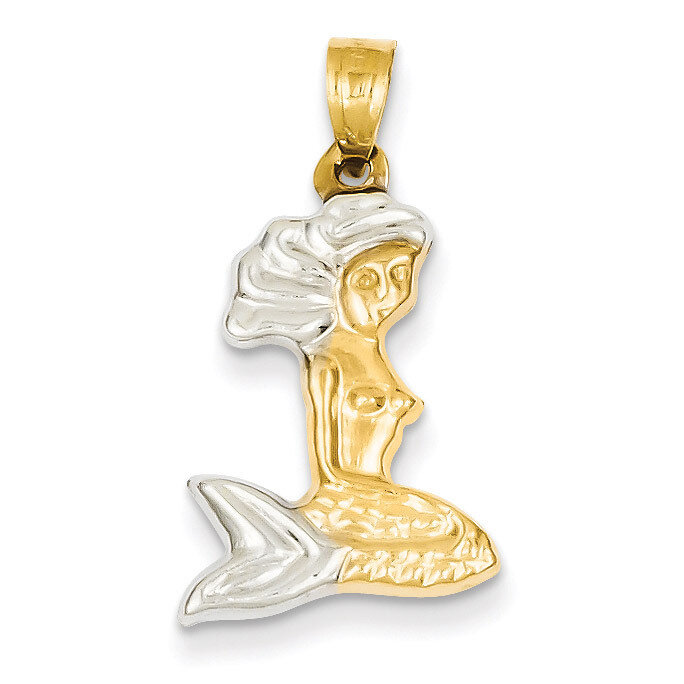 14k Gold& Rhodium 3-D Mermaid Pendant 14k Gold D2974