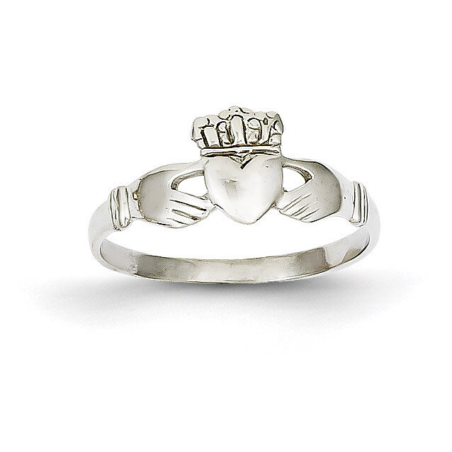 Ladie's Claddagh Ring 14k White Gold D3106