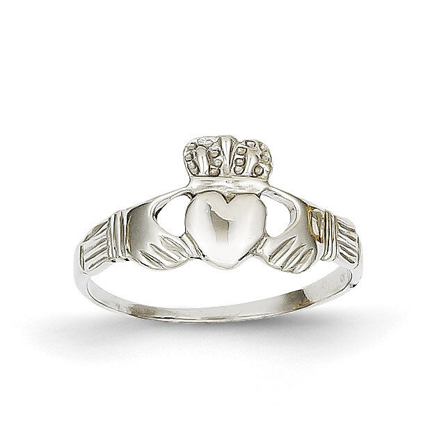Ladies Claddagh Ring 14k White Gold D3109