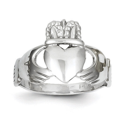 Ladies Claddagh Ring 14k White Gold D3111