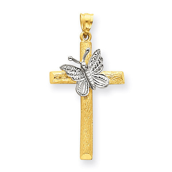 Cross with Butterfly Pendant 14k Two-Tone Gold D318A