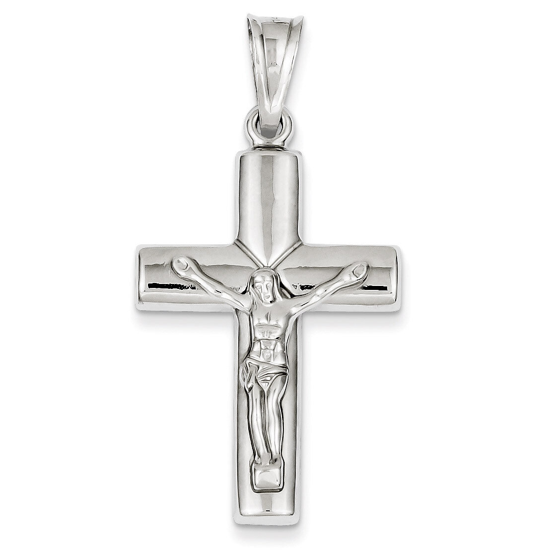 Reversible Crucifix Cross Pendant 14k White Gold D3234
