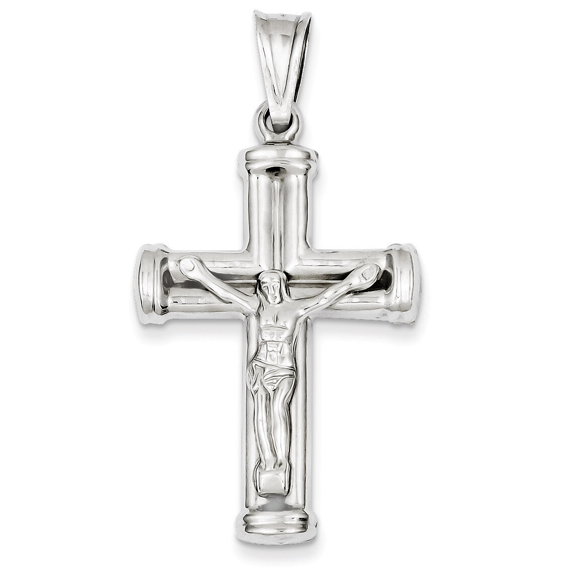Reversible Crucifix Cross Pendant 14k White Gold D3243