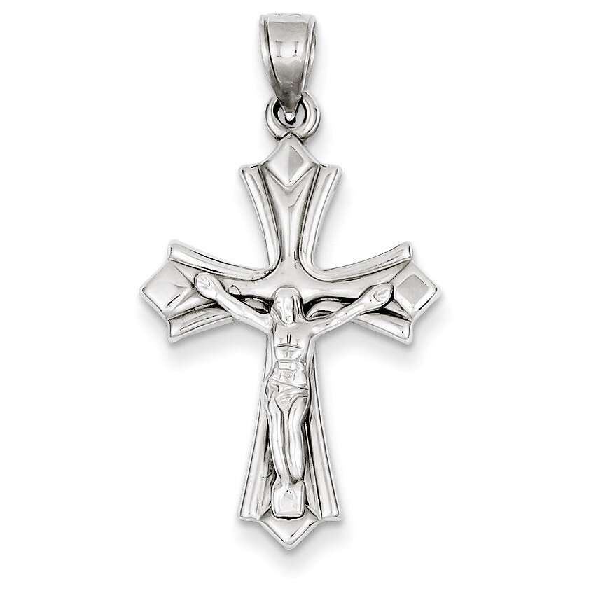 Reversible Crucifix Cross Pendant 14k White Gold D3252
