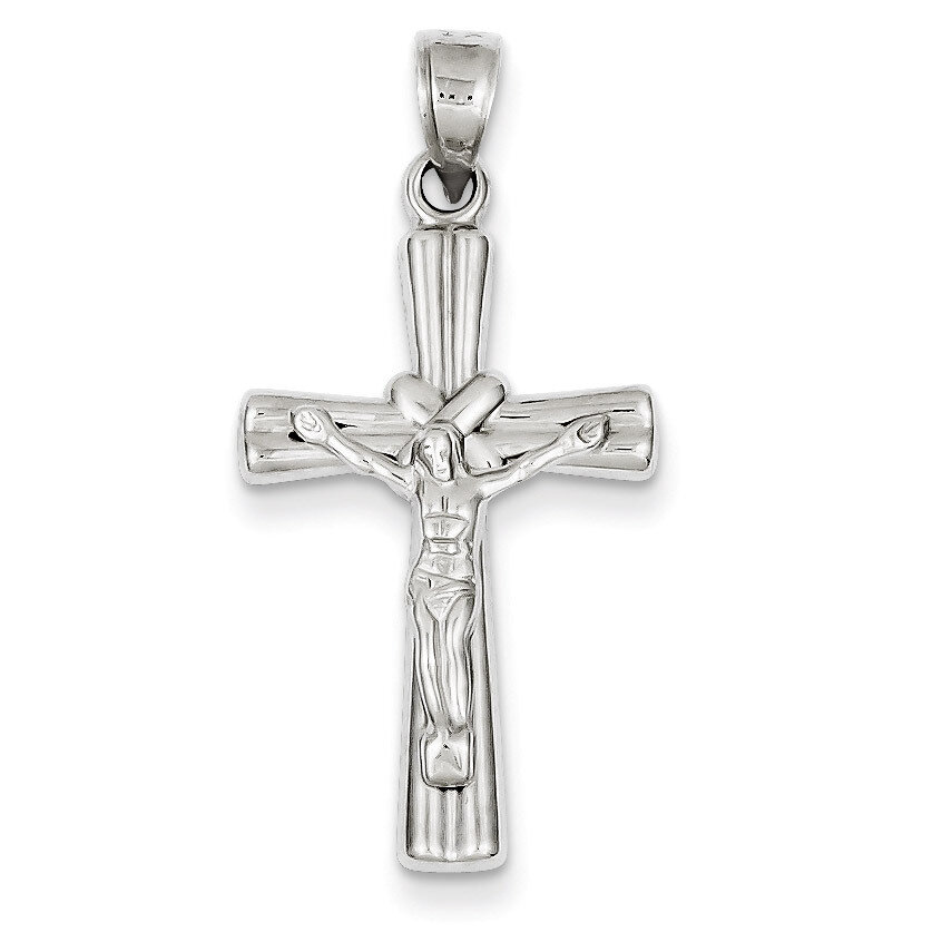 Reversible Crucifix Cross Pendant 14k White Gold D3255