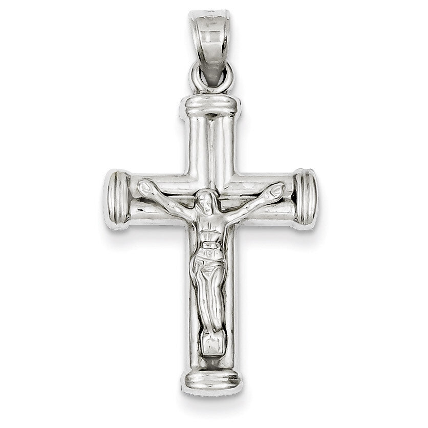 Reversible Crucifix Cross Pendant 14k White Gold D3261