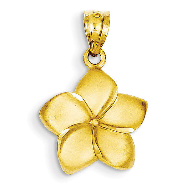 Plumeria Floral Charm Pendant 14k Gold D331