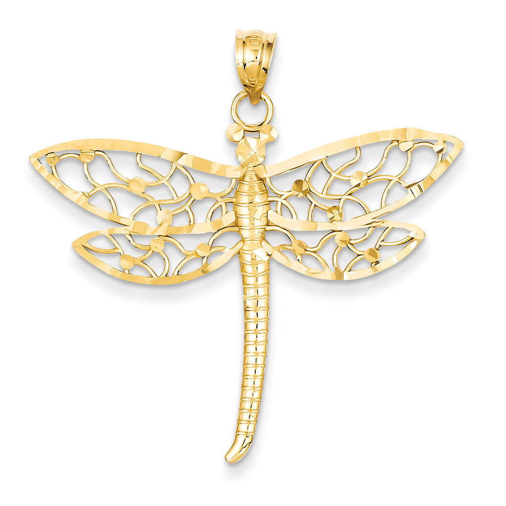 Dragonfly Slide Charm 14k Gold Diamond-cut D3337