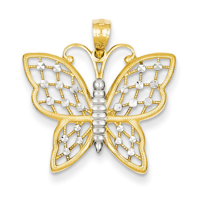 Diamond-cut Butterfly Pendant 14k Gold D3374