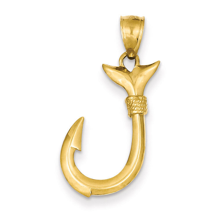 Whale Tail Hook Pendant 14k Gold D3417