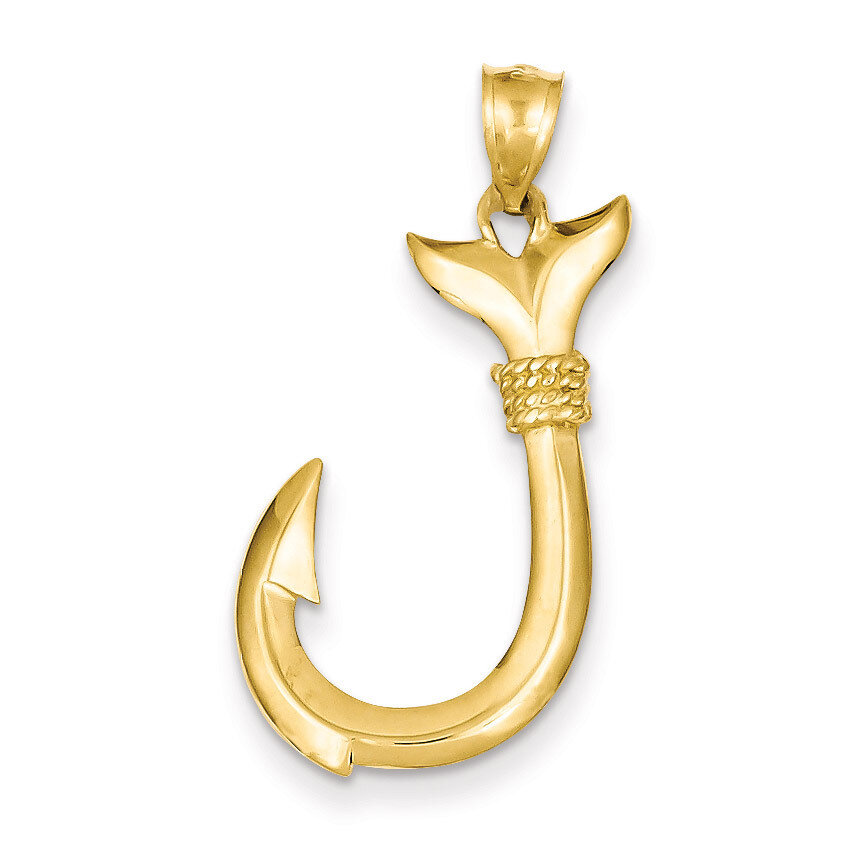 Whale Tail Hook Pendant 14k Gold D3418
