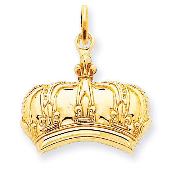 Fleur De Lis Crown Charm 14k Gold D3441