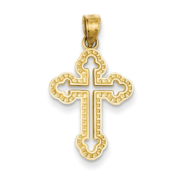 Cut-out Budded Cross Charm 14k Gold D3505
