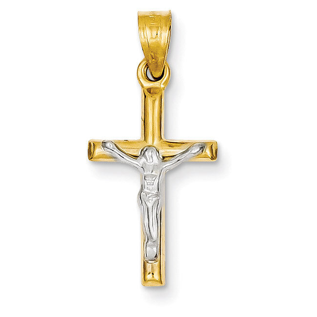 Hollow Crucifix Charm 14k Two-Tone Gold D3594