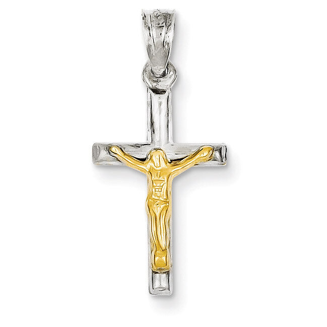 Hollow Crucifix Charm 14k Two-Tone Gold D3595