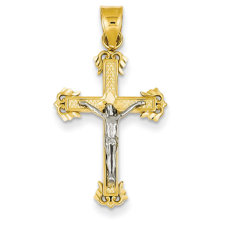 Diamond-cut Crucifix Pendant 14k Two-Tone Gold D3636
