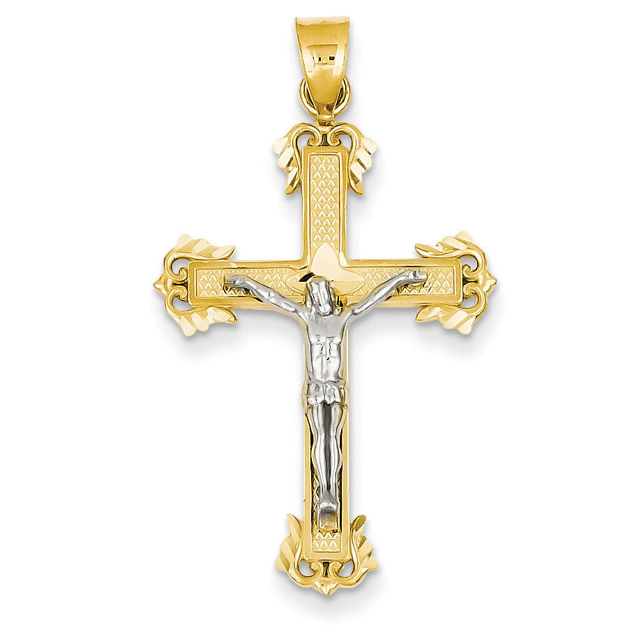 Diamond-cut Crucifix Pendant 14k Two-Tone Gold D3637