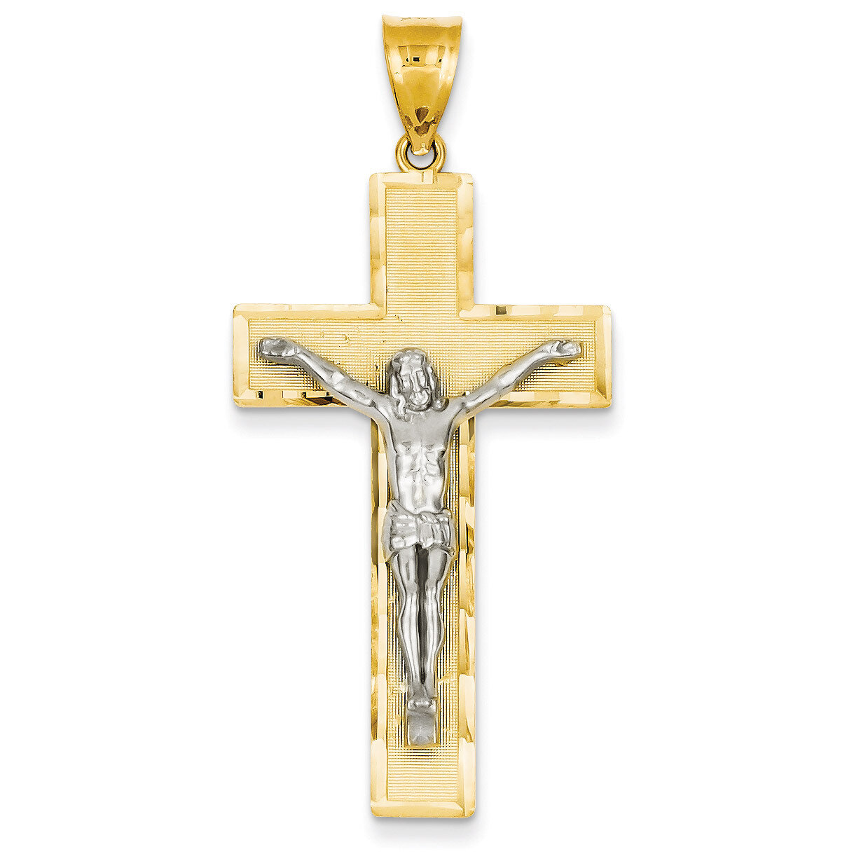 Diamond-cut Crucifix Pendant 14k Two-Tone Gold D3686